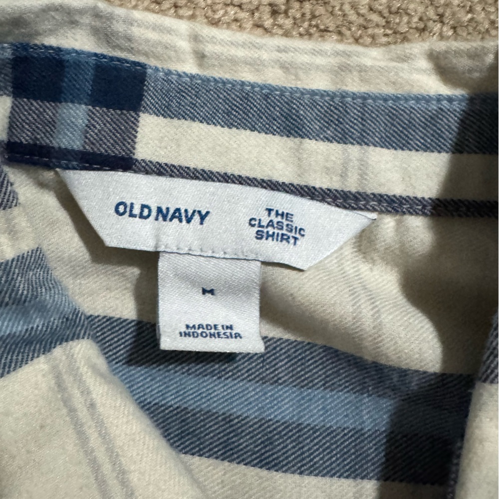 Old Navy Navy and Cream Checkered Shirt